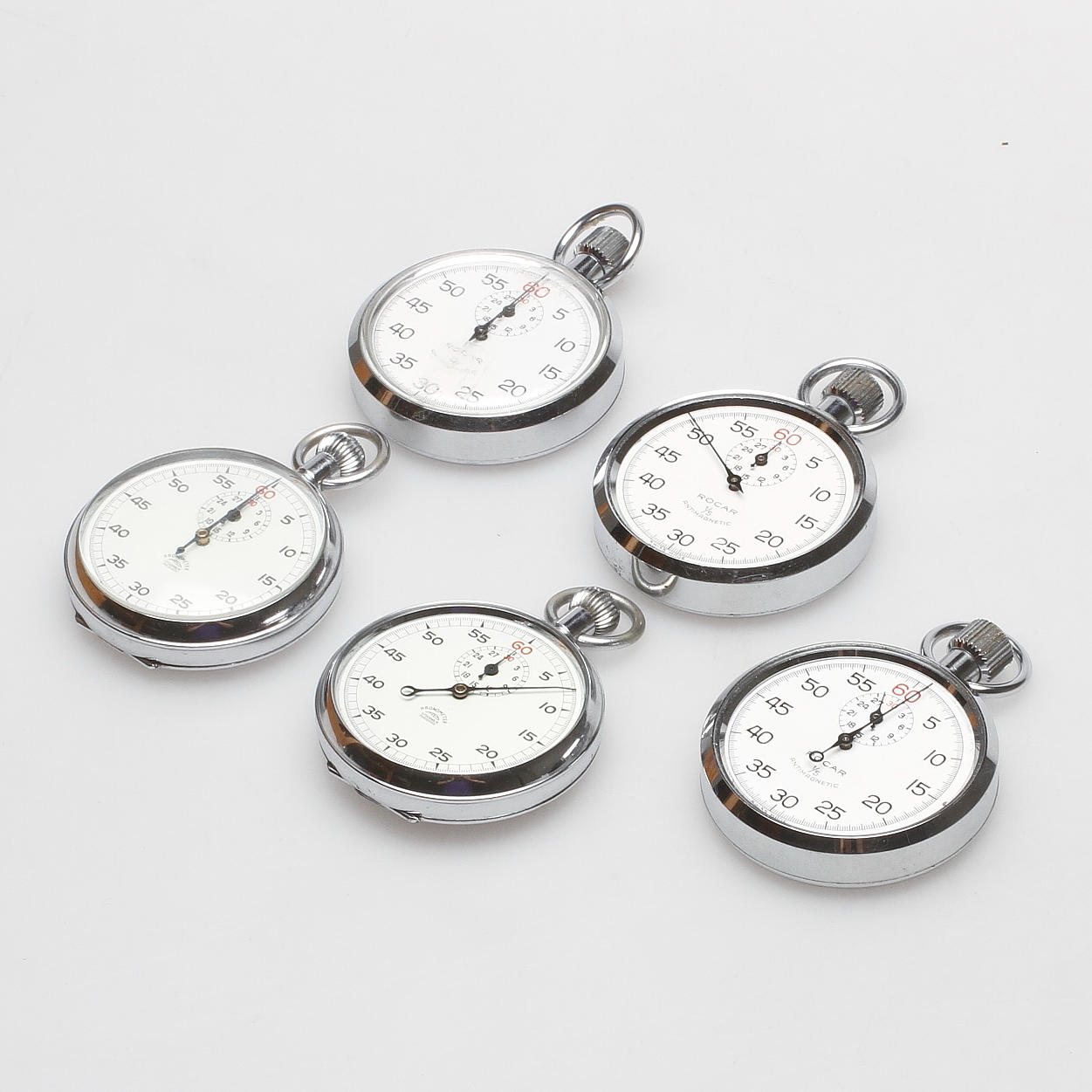 TIDTAGARUR, 5 st, Kronometer AB, Stockholm samt Rocar.