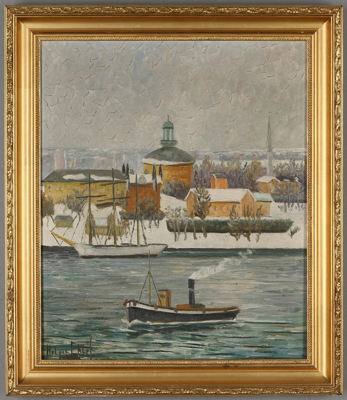 HOLGER EKLÖF. Stockholmsmotiv, olja på duk, signerad.