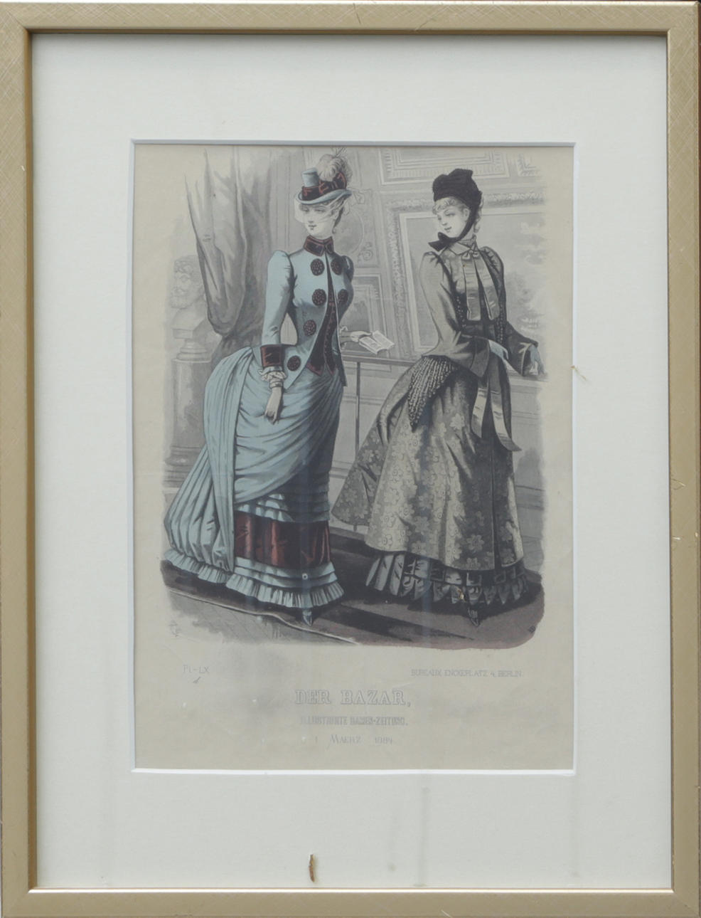 MODEPLANSCH, tryck, kolorerat, sent 1800-tal.