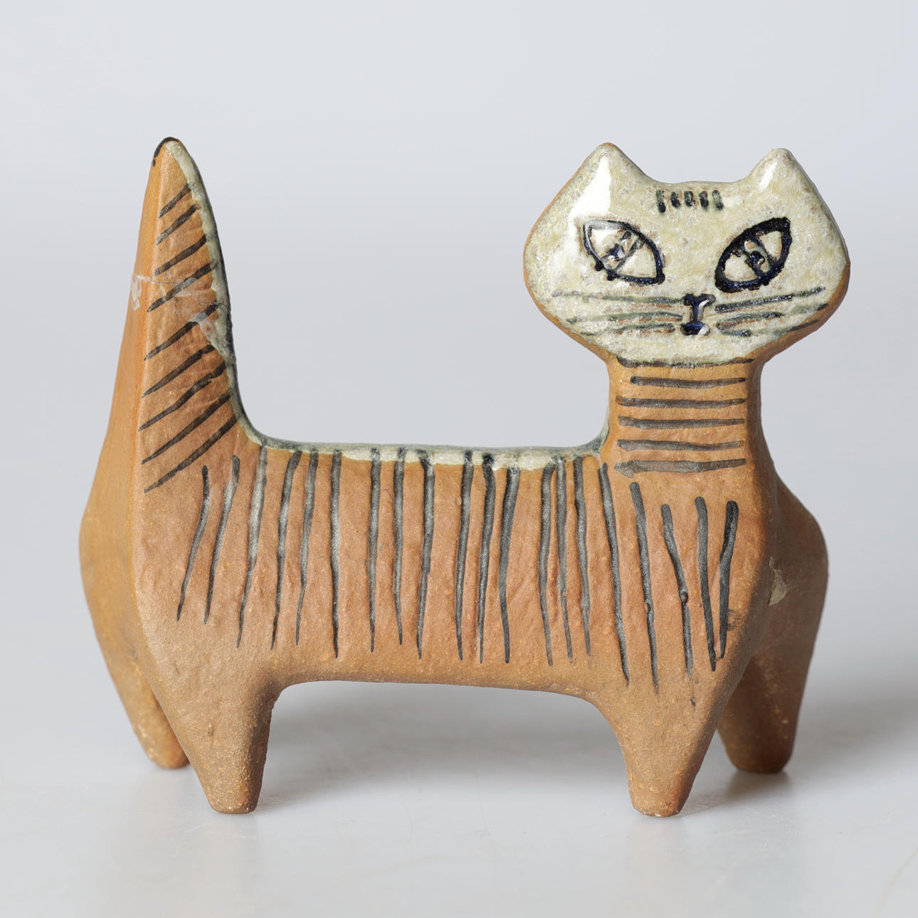 LISA LARSON. figurine, "Cat", partially glazed stoneware, from the Lilla Zoo series, Gustavsberg.