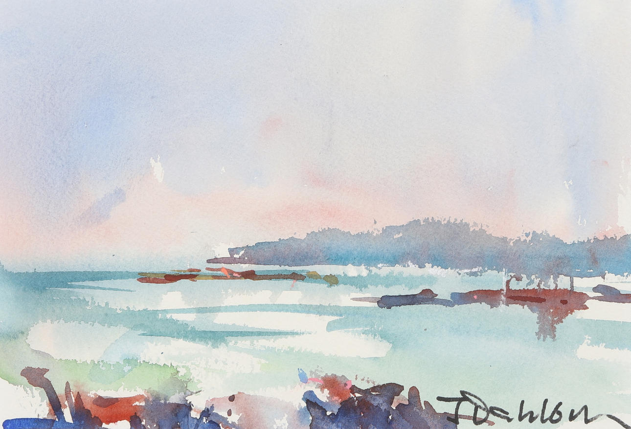 INGVAR DAHLBOM. Akvarell, "Blidvinter", signerad.