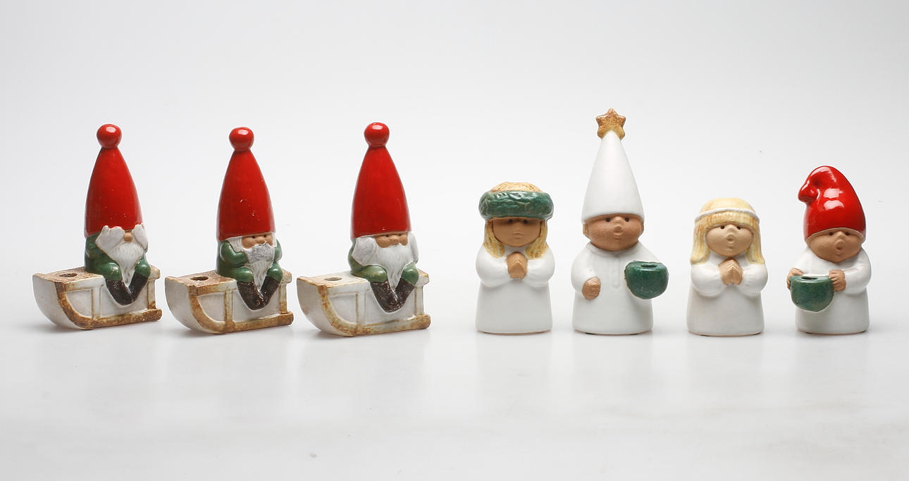 LJUSSTAKAR, 7 st, Lisa Larson, Gustavsberg respektive Rörstrand.