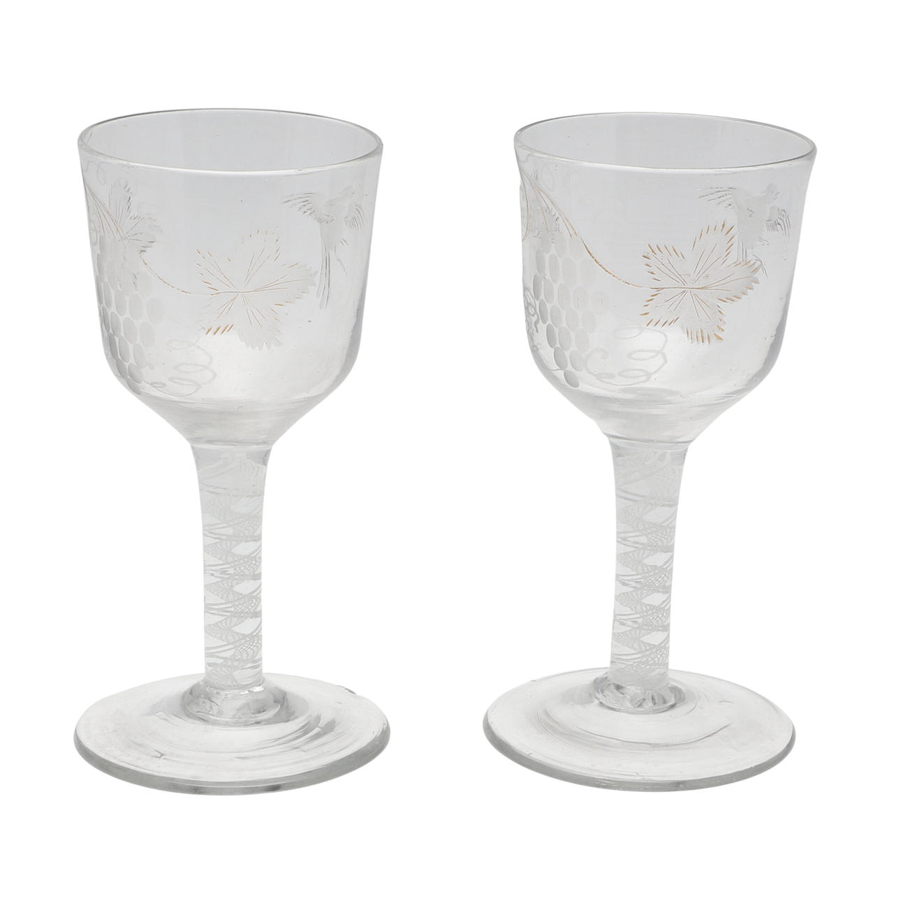 A PAIR OF LARGE ANTIQUE ALE GLASSES.