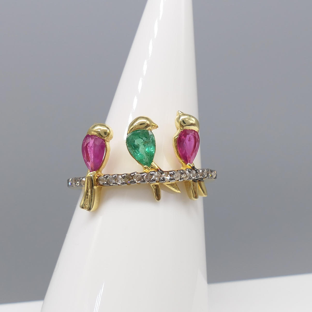 RUBIN, EMERALD & DIAMANT kærlighedsfuglring.