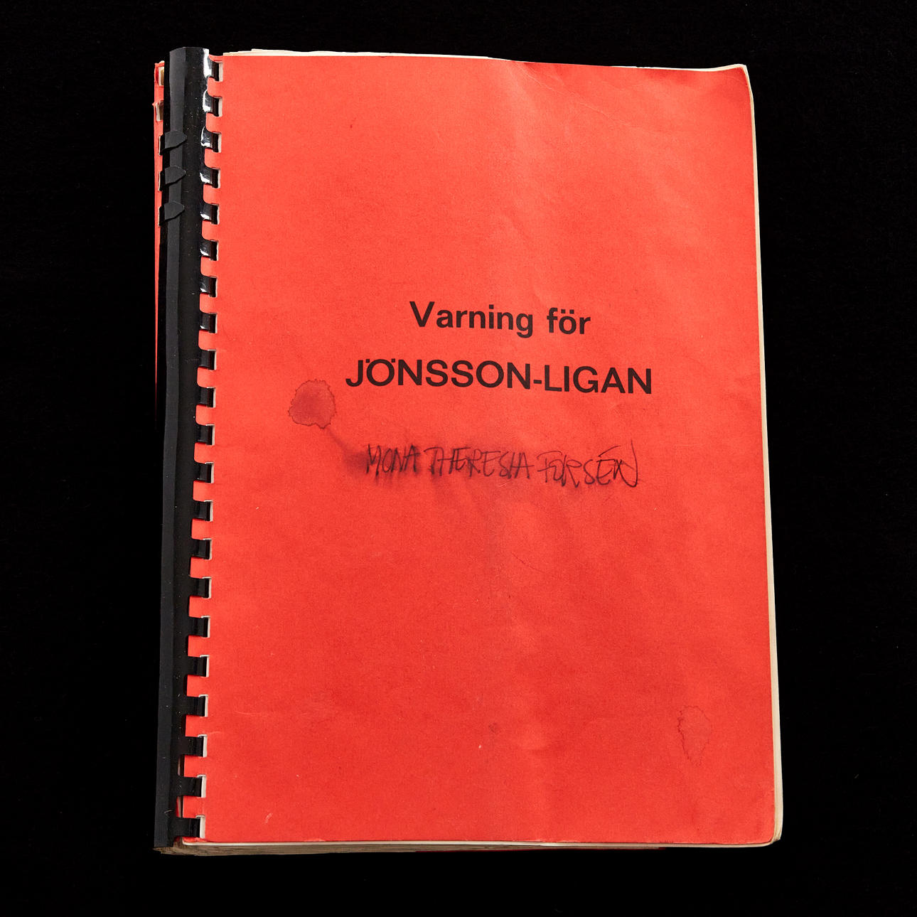 ADVARSEL TIL JÖNSSONLIGAN, manuskript til filmen fra 1981.