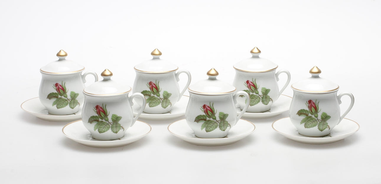 CREMÉKOPPAR, 6 delar, Porcelaine De Paris.