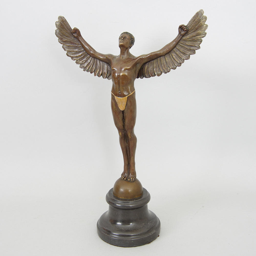 SKULPTUR, Ikaros, brons på marmorfot.