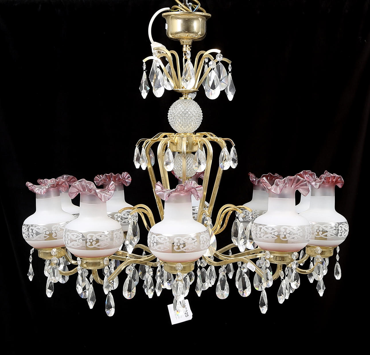 TAKLAMPA, 10 ljusarmar, 1900-tal. Höjd 65 cm.