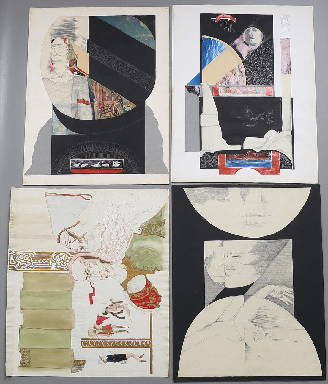 BOEL SCHÖLDSTEIN. Parti tavlor, 4 st, mixed media, varav 2 signerade och daterade -71.