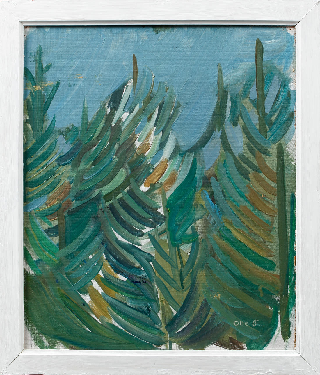 OLLE PETTERSON. Spruce trees, oil on canvas, signed.