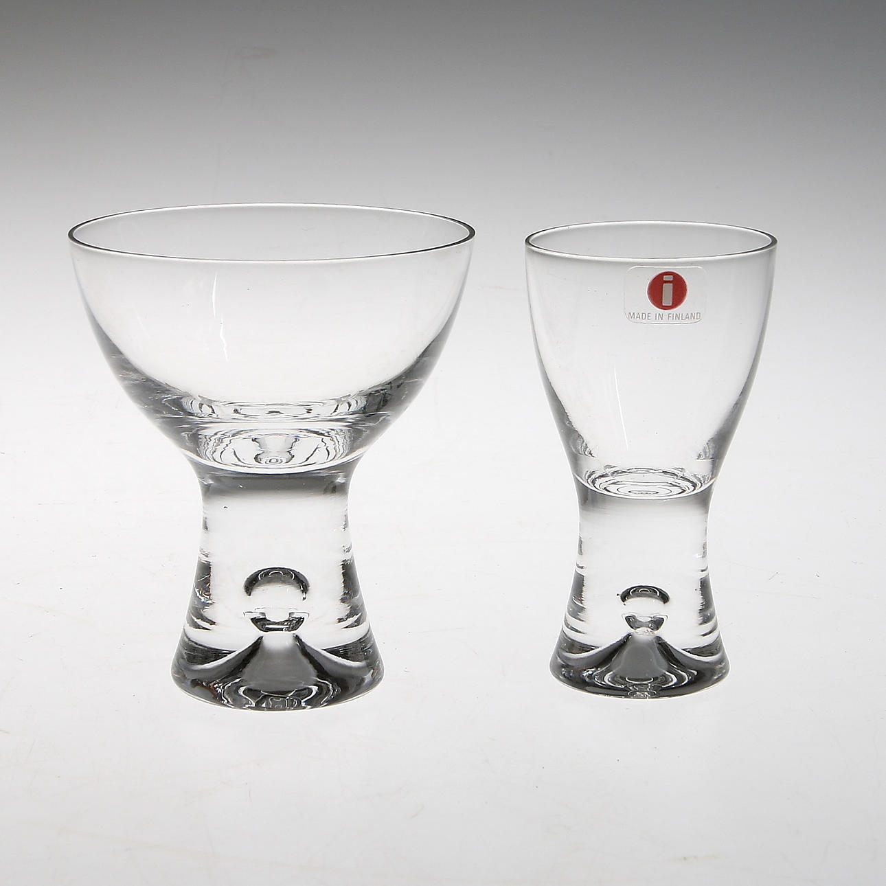 SNAPSGLAS samt LIKÖRGLAS, 11 delar, modell "Tapio", Tapio Wirkkala, Iittala, Finland. Formgiven 1954.