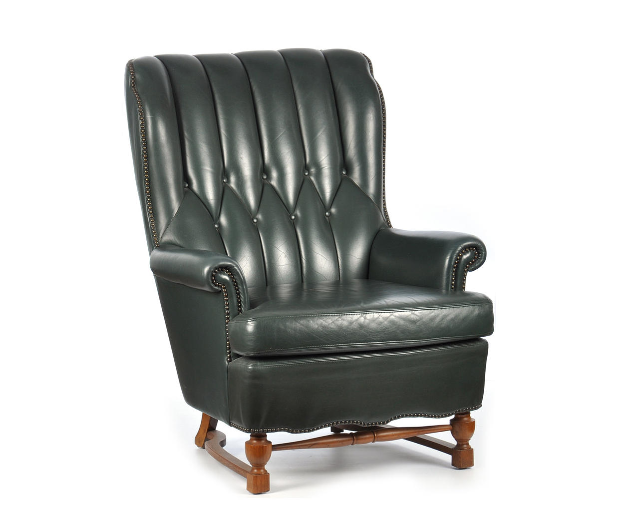 GRÜNER LEDERSESSEL 2. Sitzmöbel für Lounge, Salon oder Herrenzimmer.