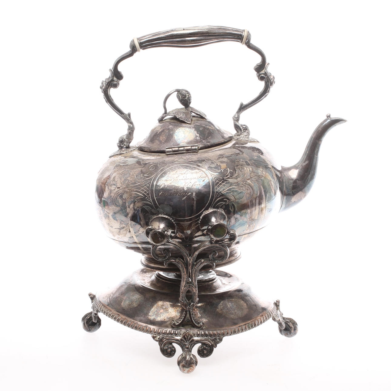 TEKÖK MED RECHAUD, nysilver, 1800-talets slut.