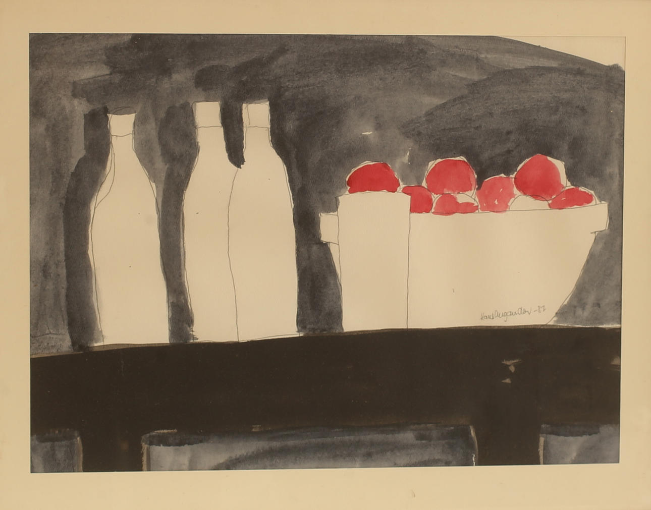 HANS AUGANDER. Akvarell, signerad -83.