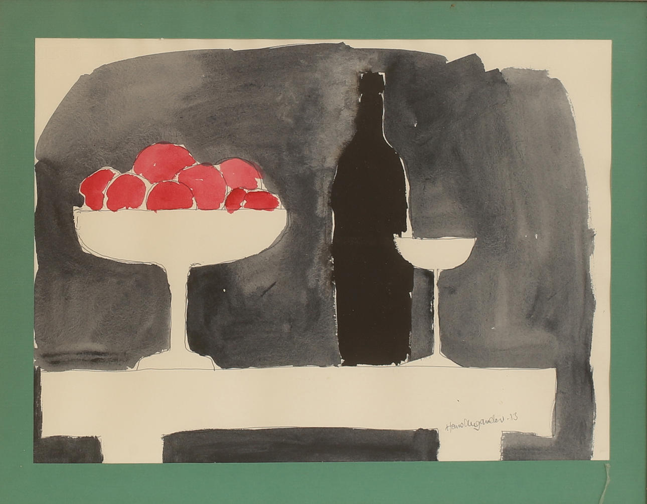 HANS AUGANDER. Akvarell, signerad -83.