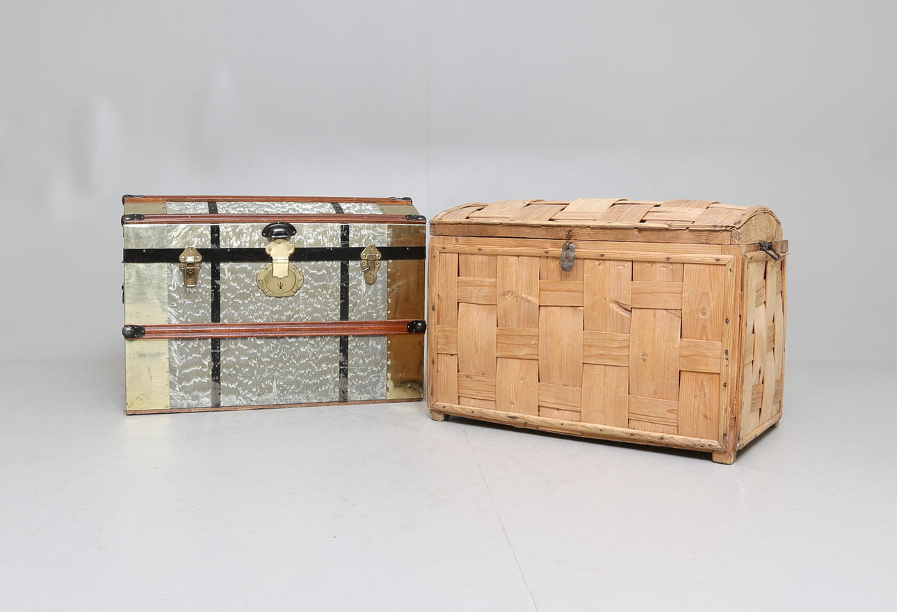 KISTA samt KOFFERT, 2 st, 18/1900-tal.