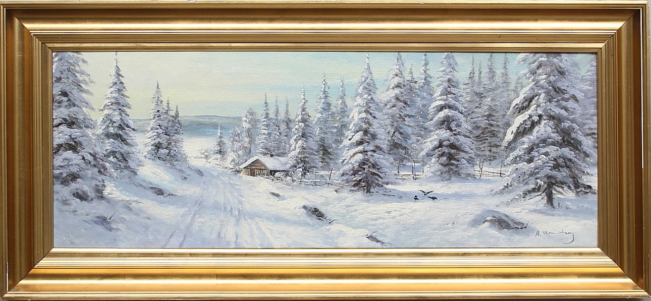 OIDENTIFIERAD KONSTNÄR. Olja på pannå, signerad A. Wennerberg.