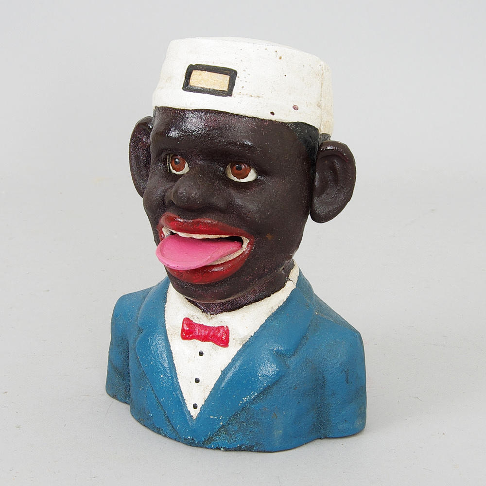 SPARBÖSSA, dekorrmålad gjutjärn, samtida.