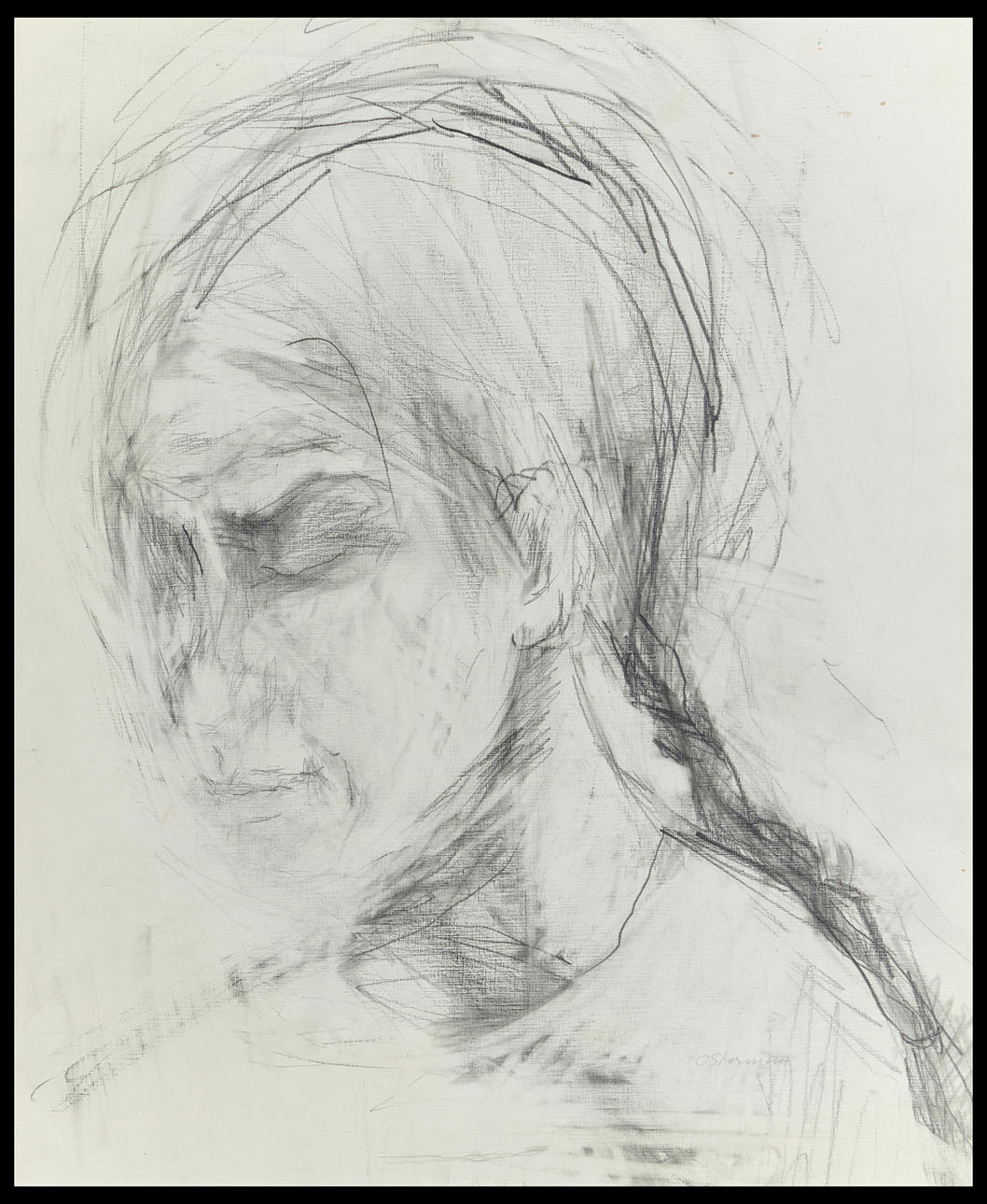 ELVINE OSTERMAN (Vänersborg 1908-1997 Göteborg), Konstnärinnans dotter, skådespelerskan Gurie Nordwall, signerad Osterman, blyertsteckning.