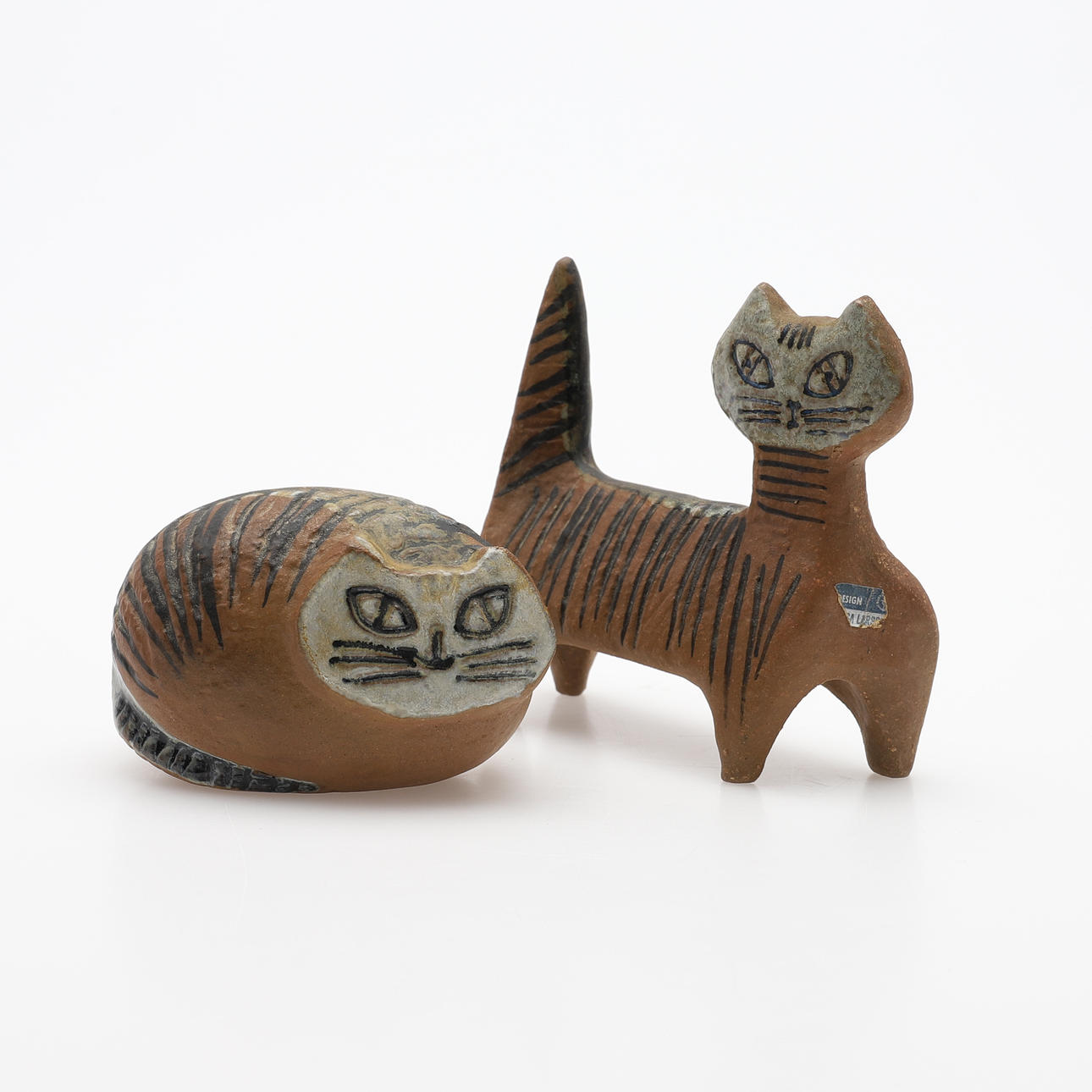 LISA LARSON. FIGURINES, TWO PIECES, “CAT”, FROM THE SERIES “LITTLE ZOO”, GUSTAVSBERG.