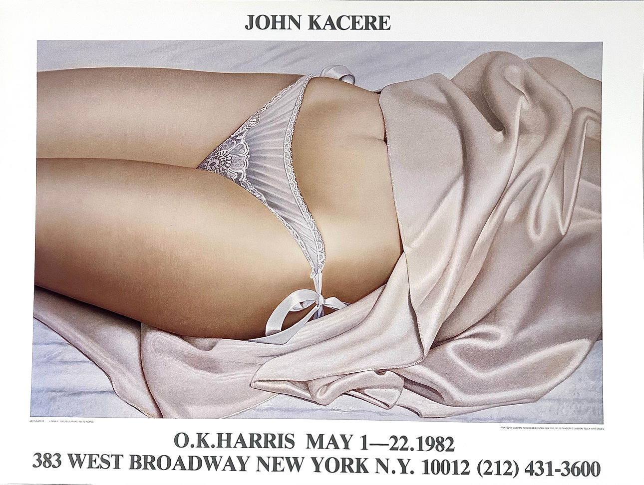 JOHN KACERE. Póster de exposición, impresión offset, OK Harris, 1982.