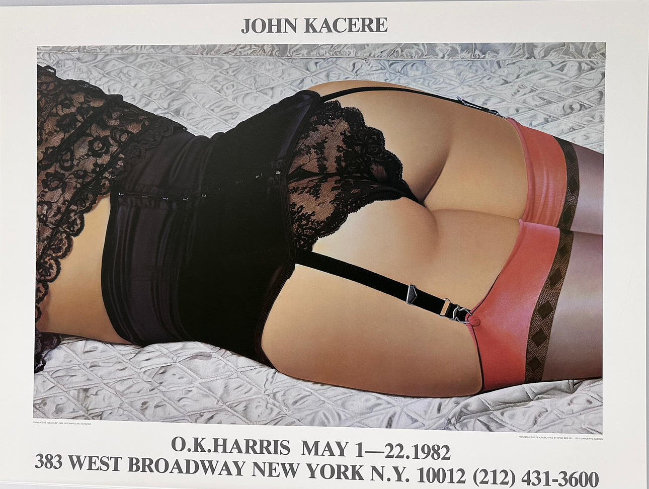 JOHN KACERE. Exhibition poster, offset print, OK Harris, 1982.