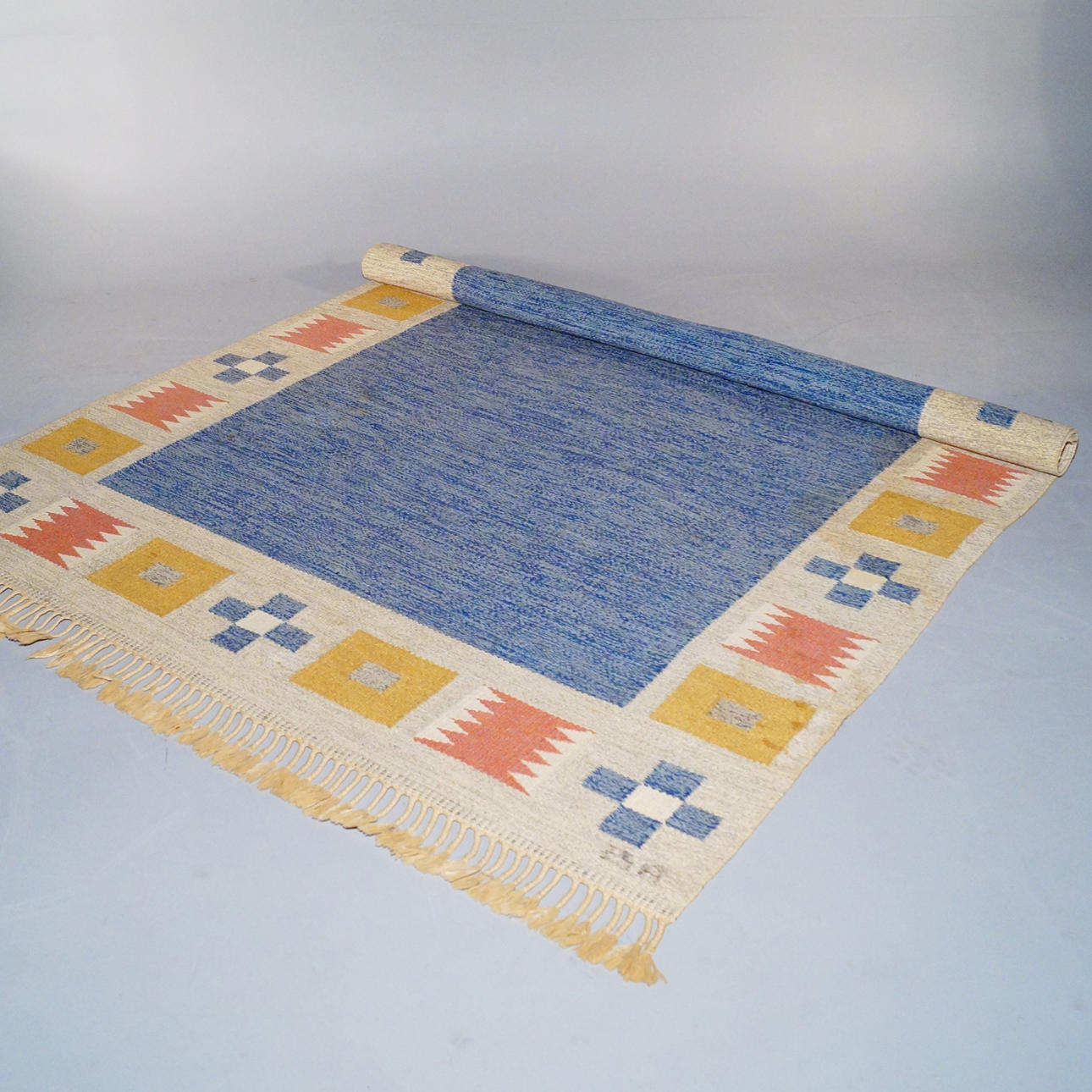 BITTE AHLGREN. carpet, Linen, signed BA.