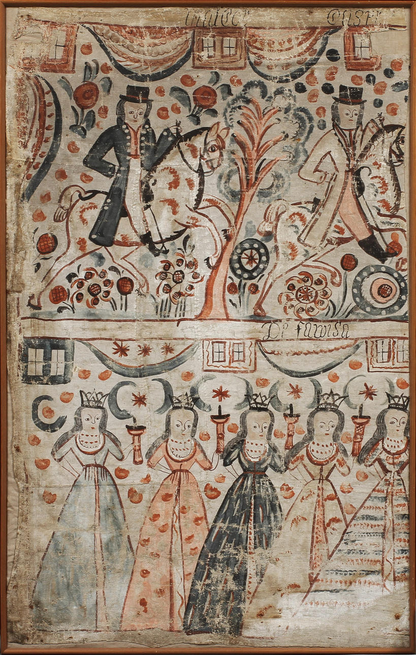 DEL AV BONADSMÅLNING på duk, Sydsverige 1700-tal.