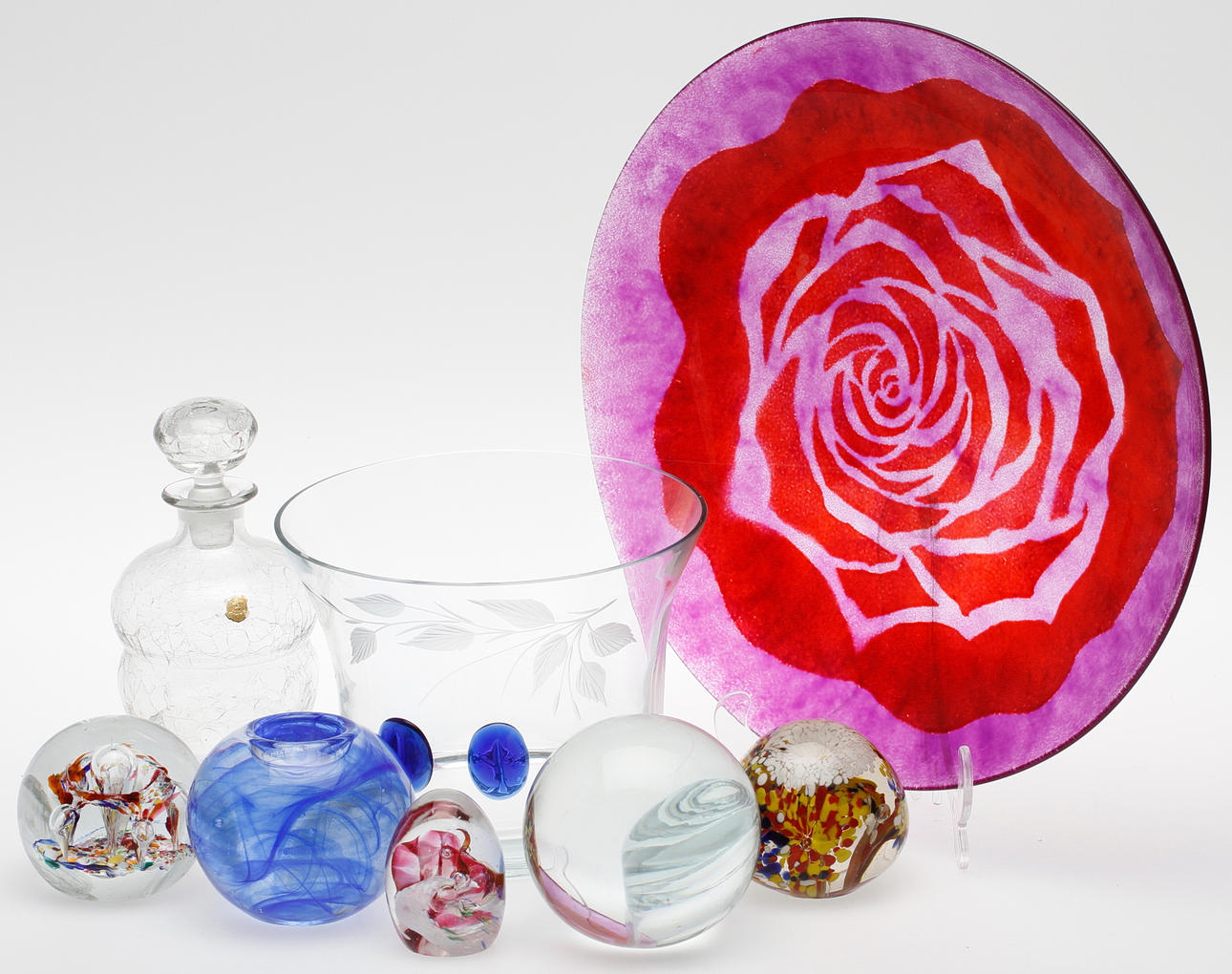 GLASFÖREMÅL, 8 delar, bl.a. Kosta Boda.