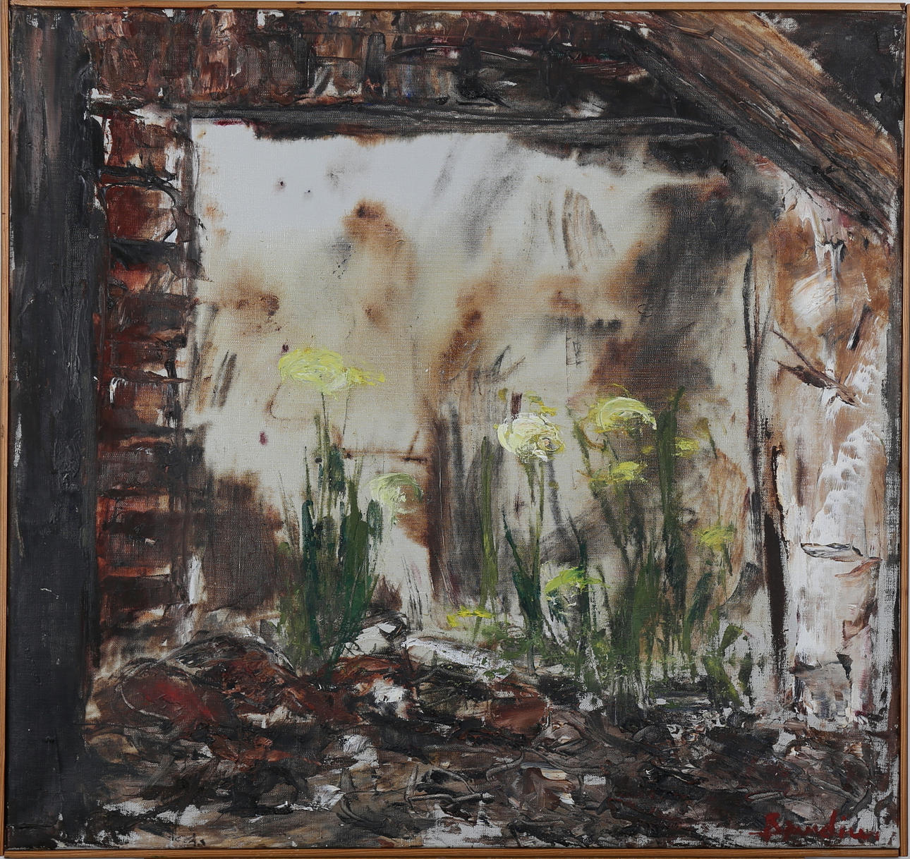 HANNA BRUNDIN. Blomster, olja på duk, signerad Brundin.