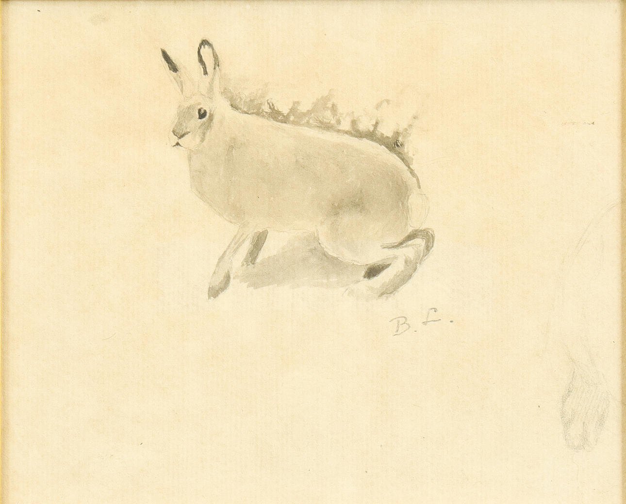 BRUNO LILJEFORS. Hare, monogram signed, lavering.
