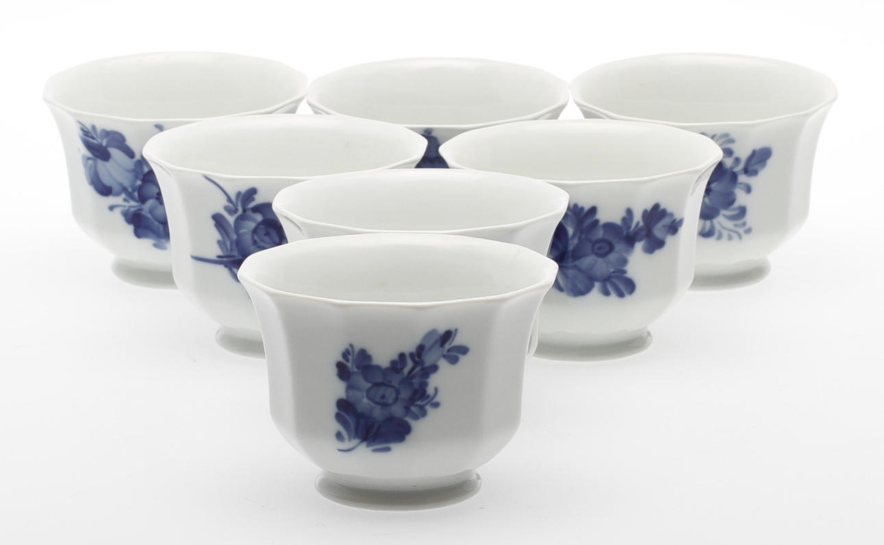 KRUKOR, 7 st, "Blå Blomster", Royal Copenhagen.