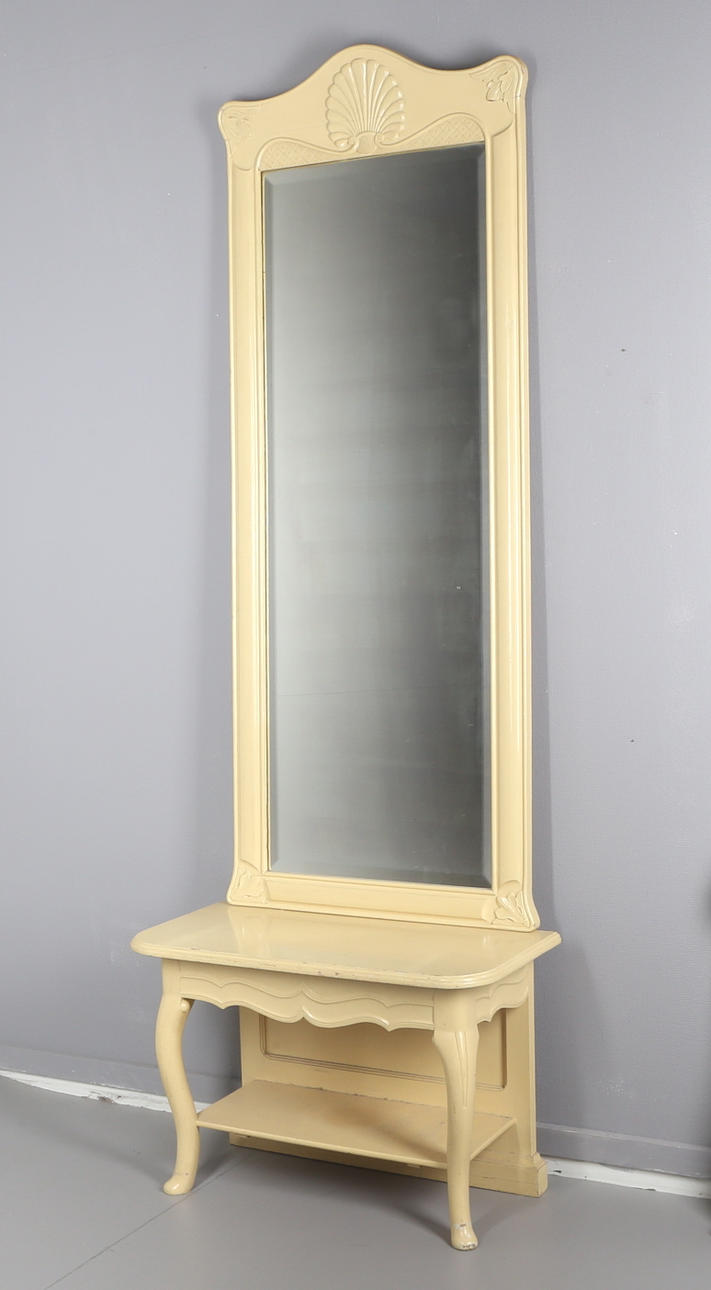 SPEGEL med KONSOLBORD, gulmålat, 1900-tal.