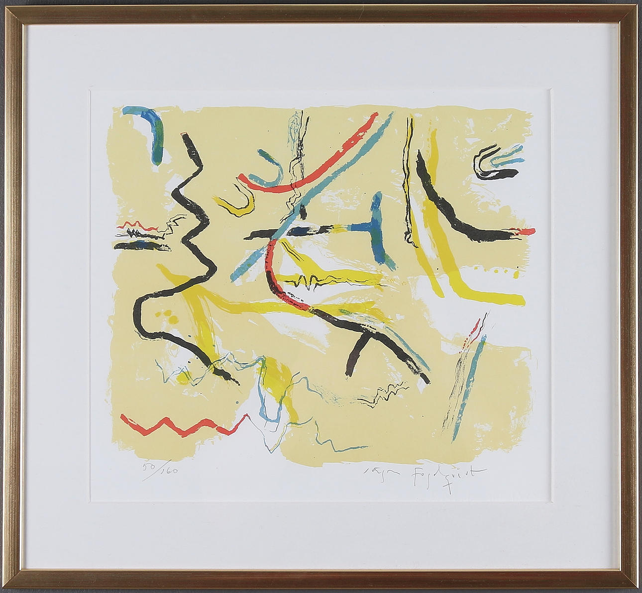 JÖRGEN FOGELQUIST. Abstrakt komposition, färglitografi. Signerad och numrerad 50 / 160.