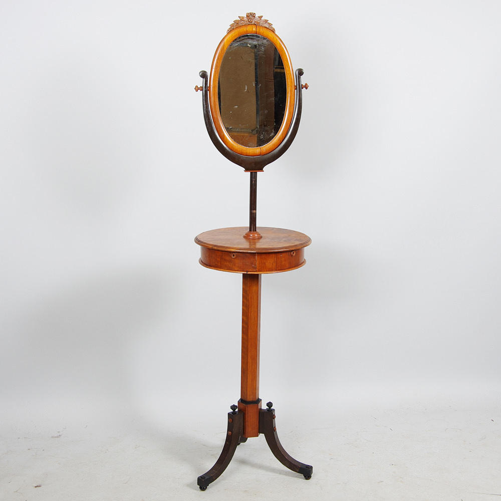 RAKSPEGEL, ek/mahogny med svärtade detaljer, 1800-tal.