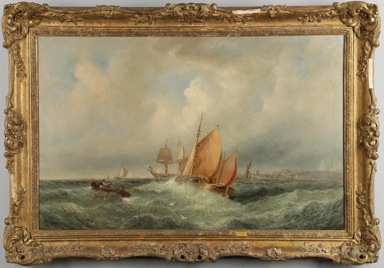 EBENEZER COLLS (1812-1887). SAILING VESSELS IN CHOPPY COASTAL WATERS.