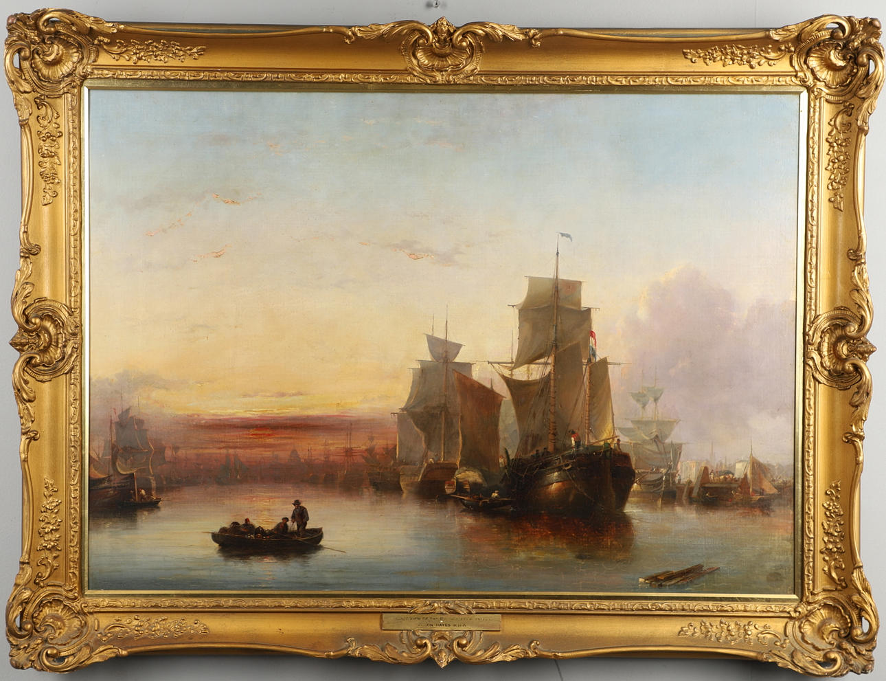 EDWIN HAYES (1819-1904). SUNSET VIEW OF THE RIVER LIFFEY, DUBLIN.