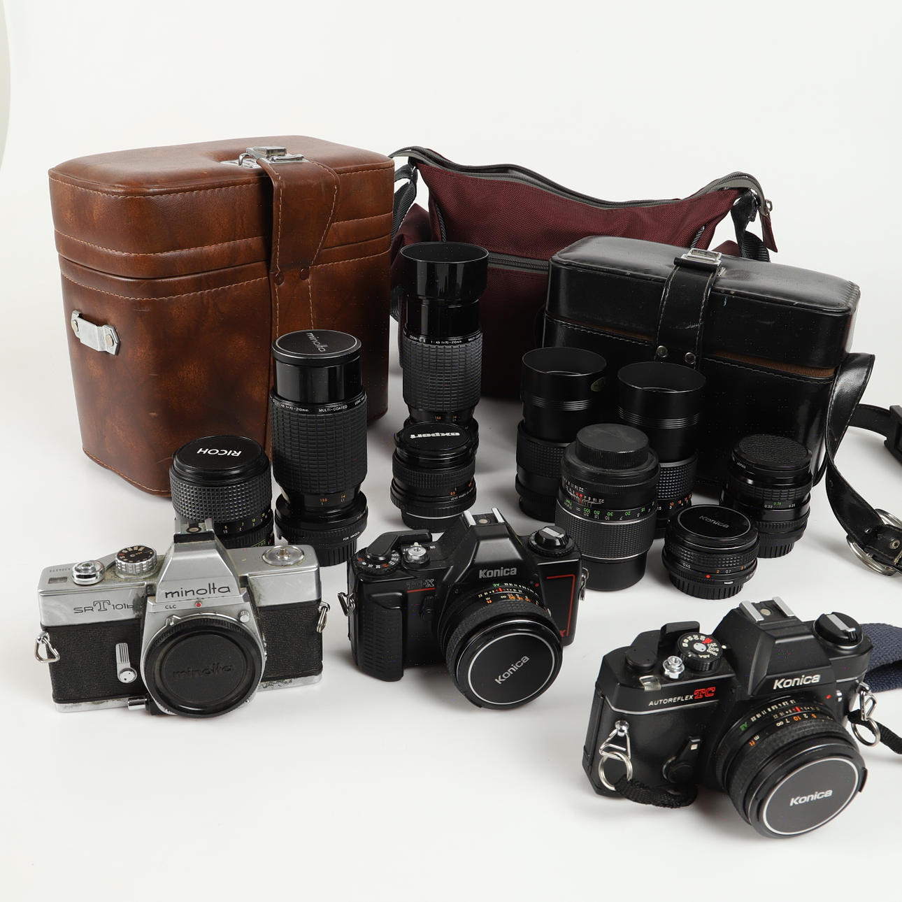 KAMERAS UND OBJEKTIVE, 12 Stück, Minolta/Konica et al.