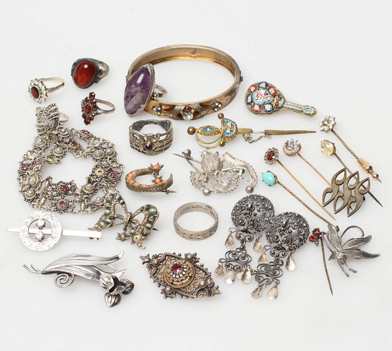 SMYCKEN, delvis silver, 1800/1900-tal.