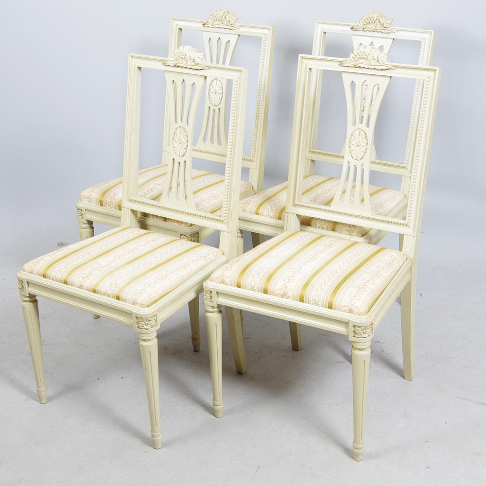 STOLAR, 4 stycken, gråmålade, gustaviansk stil.