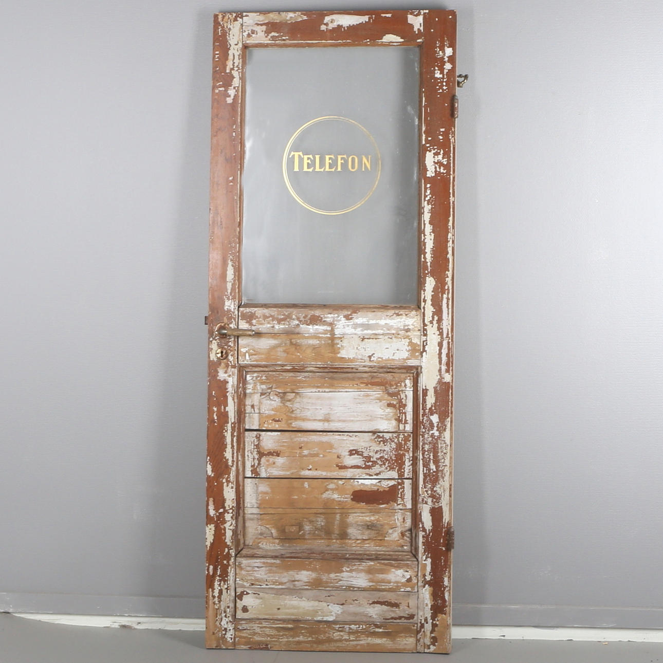 DÖRR, till telefonkiosk, trä, 1900-talets första hälft.