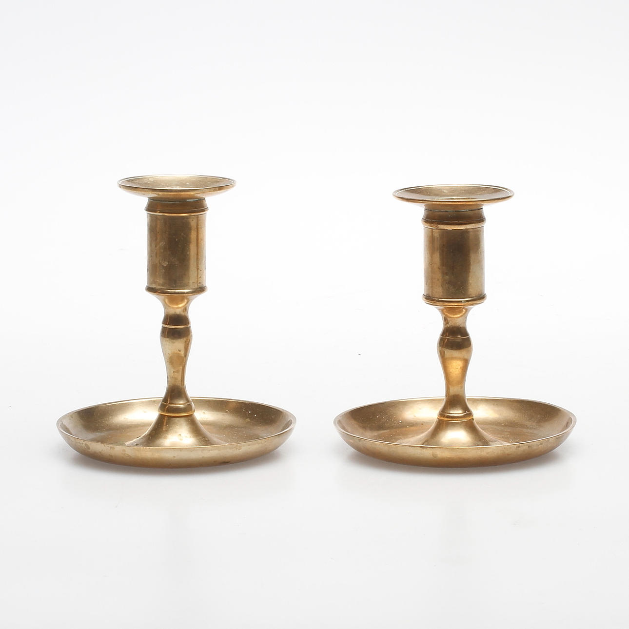 LJUSSTAKAR, 2 st, mässing, WMF, Westerås Metallfabrik och Gusum, 1800-tal.