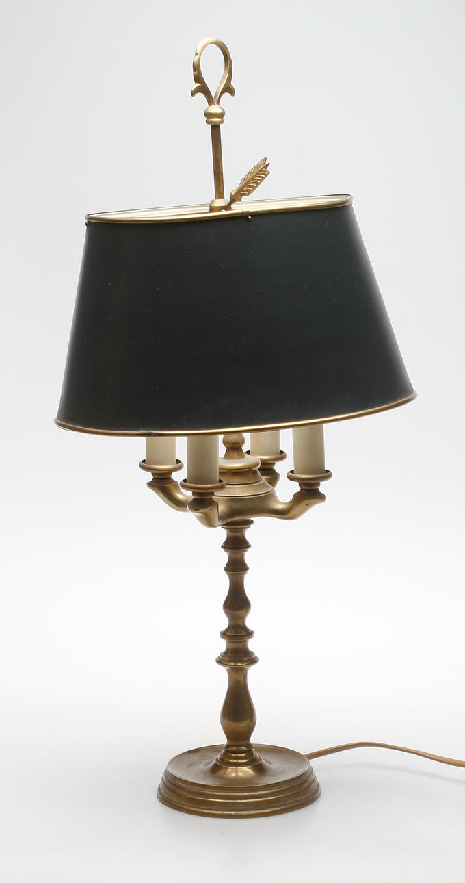 BORDSLAMPA, mässing, Einar Bäckström, Malmö, 1900-tal.