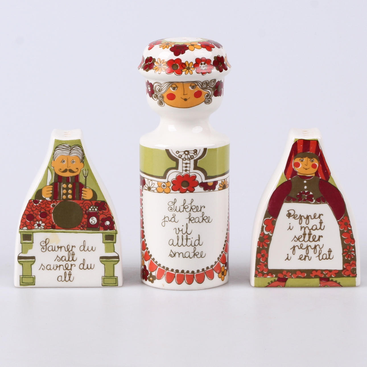 STRÖARE, 3 st. Porslin, Norge, 1960/70-tal.