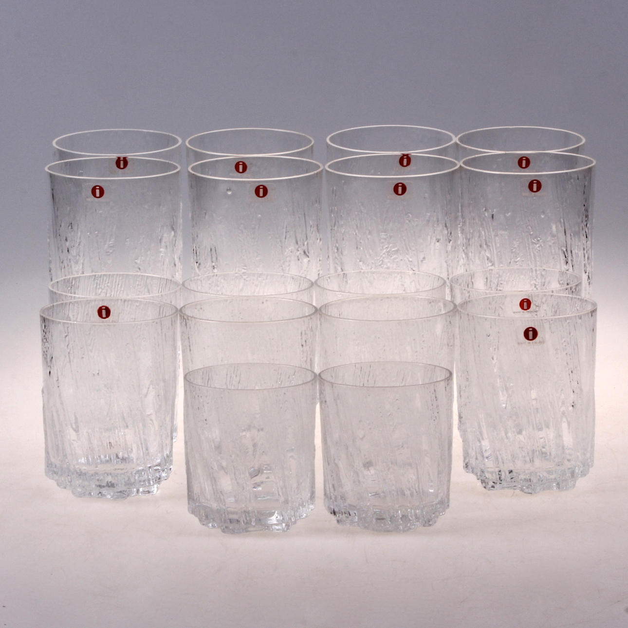 GLASSERVIS, 18 delar, "Kuura", Tapio Wirkkala, Iittala.