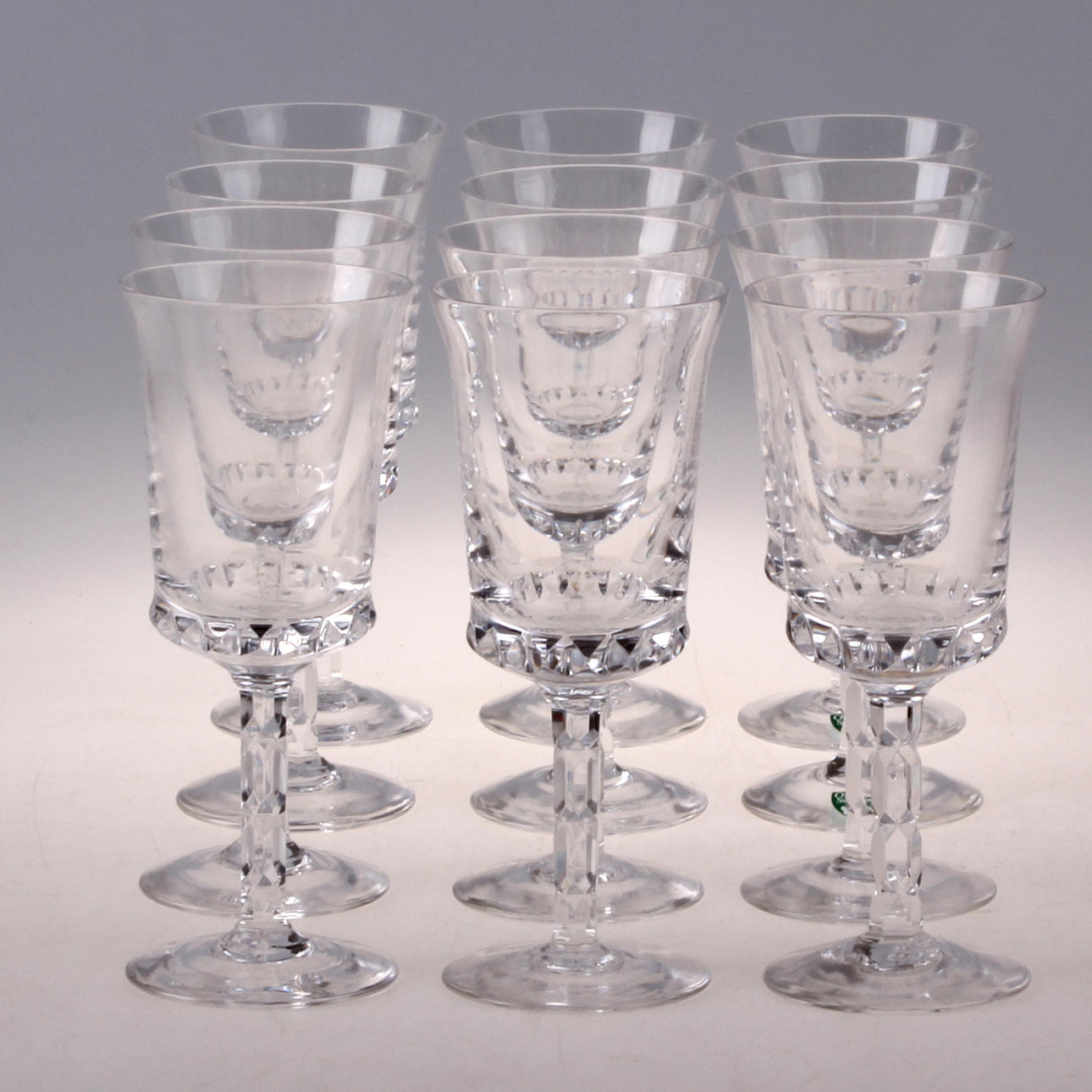 VINGLAS, 12 st. Orrefors, 1900-tal.