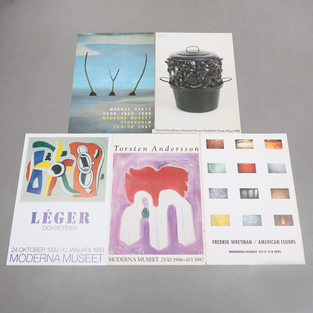 A set of 5 exhibition posters, Moderna Museet, Stockholm. Art