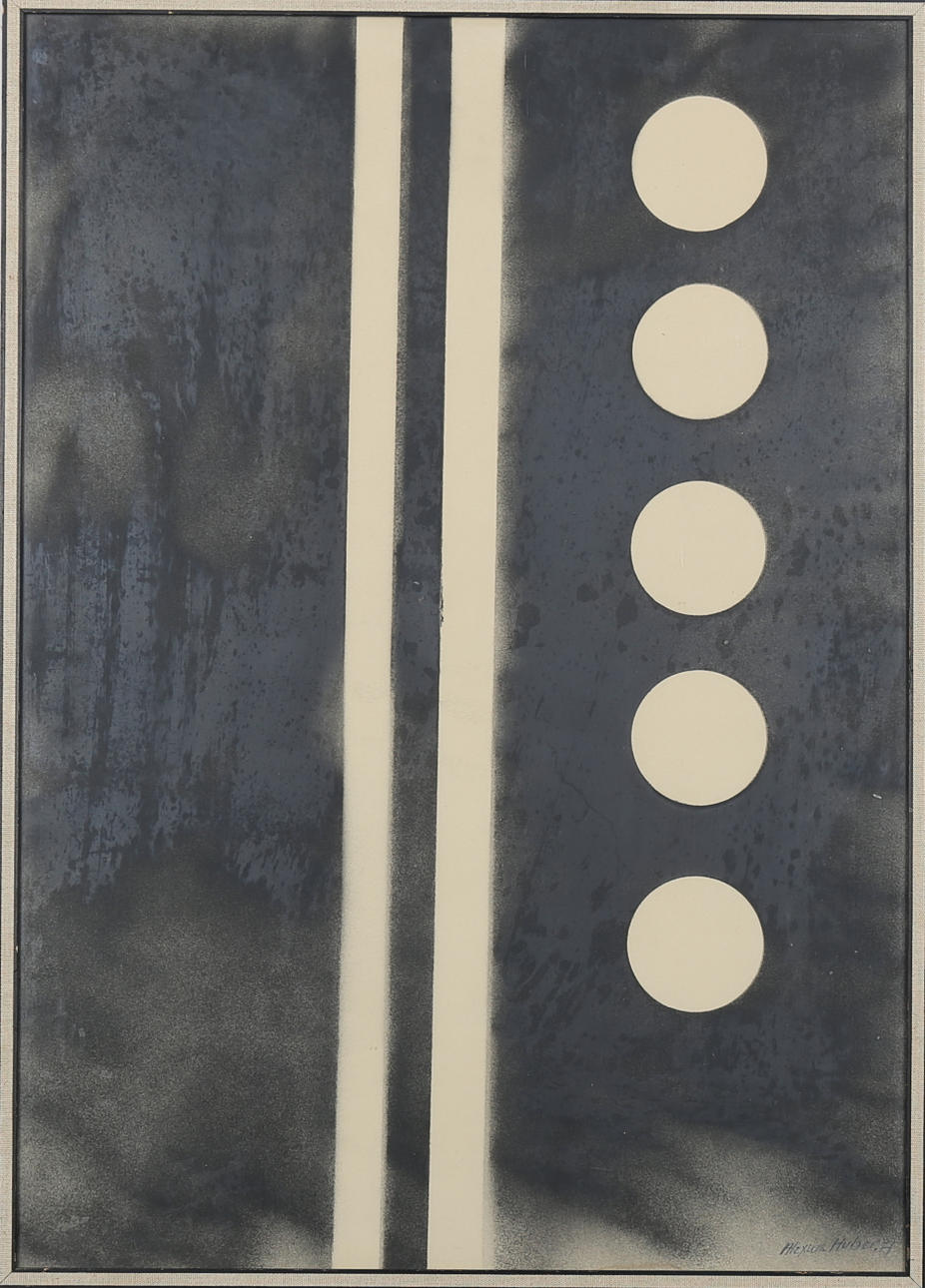 ALEXIUS HUBER. Abstrakt komposition, litografi, signerad och daterad -71.