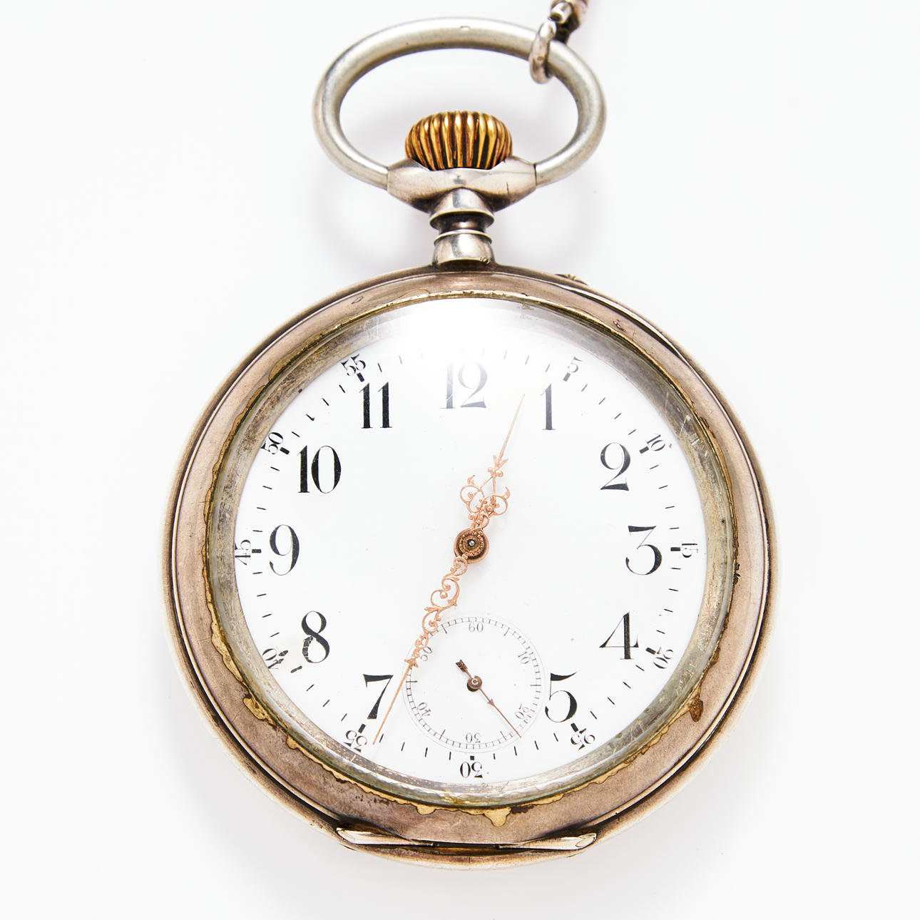 A silver pocket watch, circa 1900.