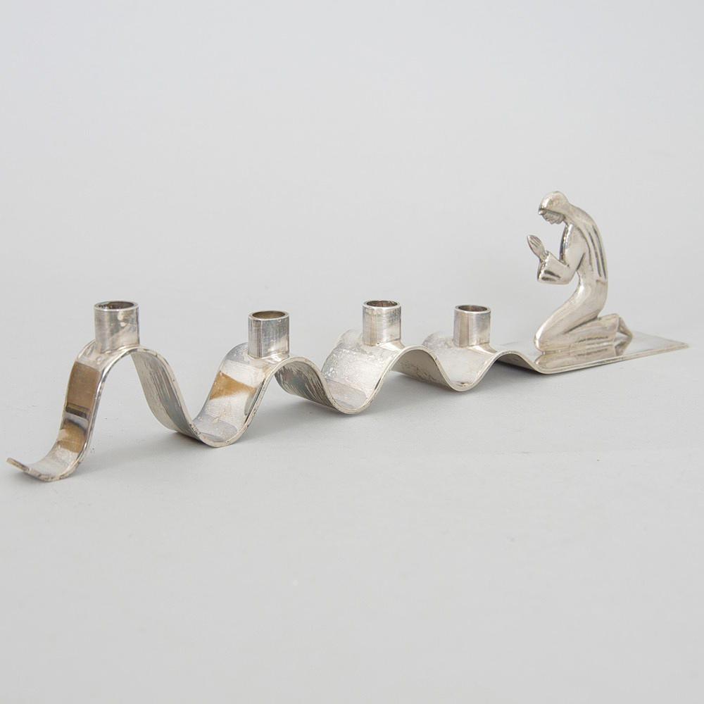 LJUSSTAKE, nysilver, Walter Andersson, Ystad metall.